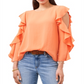 Vince Camuto Blusa feminina com mangas franzidas laranja tamanho grande