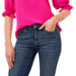 Blusa feminina CeCe com babados e decote em V, rosa, tamanho grande