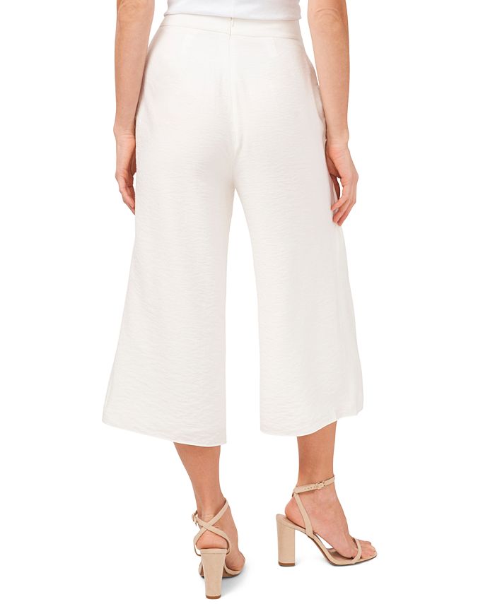 Calça culotte curta com cinto e perna larga feminina CeCe, bege, tamanho 4