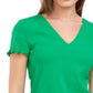 Top feminino Riley &amp; Rae Kaia com nervuras e borda alface, verde, tamanho extragrande