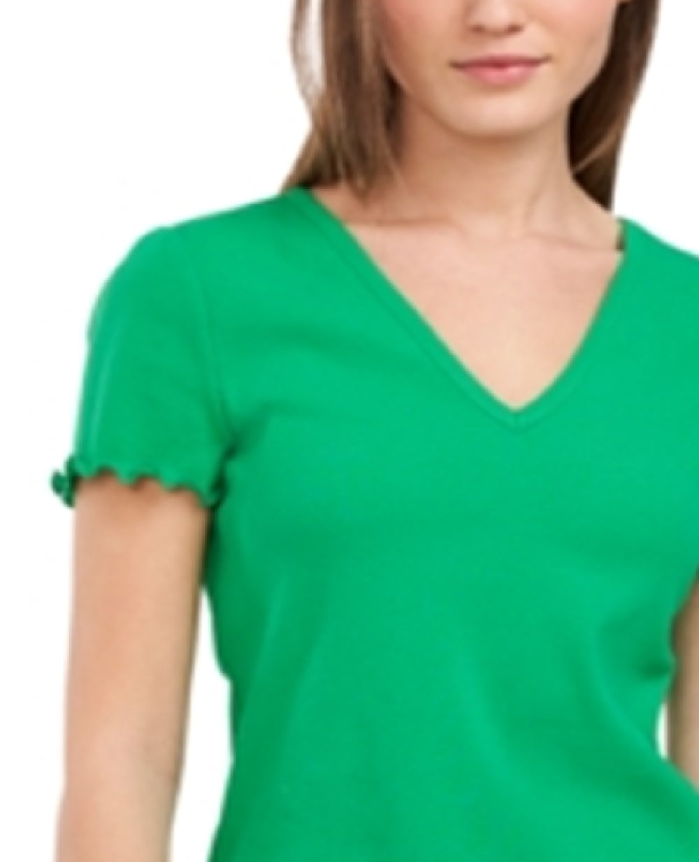 Top feminino Riley &amp; Rae Kaia com nervuras e borda alface, verde, tamanho extragrande