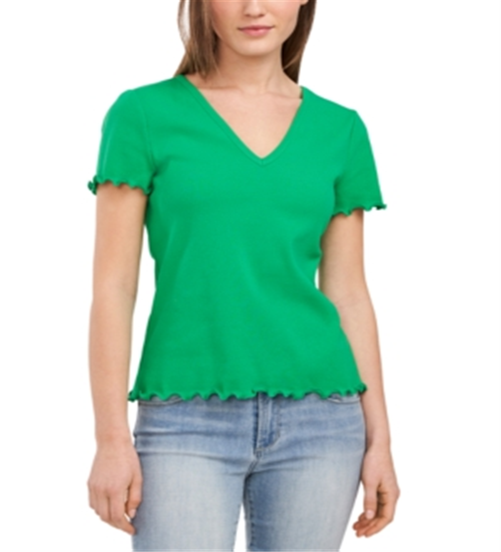 Top feminino Riley &amp; Rae Kaia com nervuras e borda alface, verde, tamanho extragrande