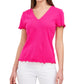 Top feminino Riley &amp; Rae Kaia com nervuras e borda alface rosa, tamanho X-S