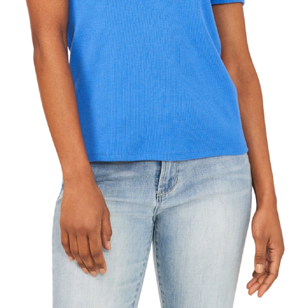 Camisa polo feminina Riley &amp; Rae Tobi com manga bufante, azul, tamanho médio