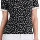 Blusa de renda com estampa Perry Ditsy e punhos Riley &amp; Rae feminina, preta, tamanho X-S