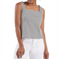 Blusa feminina xadrez sem mangas com decote quadrado, preta, tamanho médio, da Riley &amp; Rae