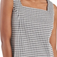 Blusa feminina xadrez sem mangas com decote quadrado, preta, tamanho médio, da Riley &amp; Rae
