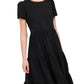 Vestido feminino Riley &amp; Rae com manga bufante e renda em camadas, preto, tamanho pequeno