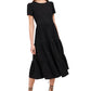 Vestido feminino Riley &amp; Rae com manga bufante e renda em camadas, preto, tamanho pequeno