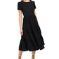 Vestido feminino Riley &amp; Rae com manga bufante e renda em camadas, preto, tamanho grande