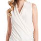 1.STATE Blusa feminina sem mangas com frente cruzada, marrom, tamanho médio