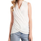 1.STATE Blusa feminina sem mangas com frente cruzada, marrom, tamanho médio