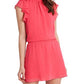 1.STATE Vestido Feminino Manga Flutter Rosa Tamanho Grande