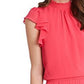 1.STATE Vestido Feminino Manga Flutter Rosa Tamanho Grande