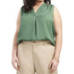 Vince Camuto Blusa plissada sem mangas com decote em V, verde, tamanho 2X