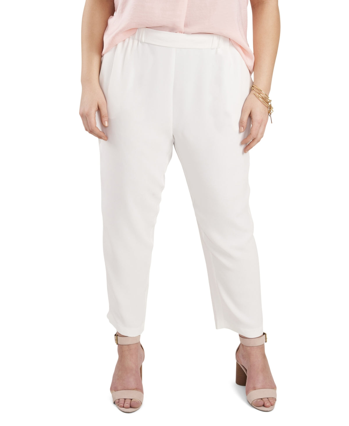 Calça feminina Vince Camuto com bolsos, para usar no trabalho, marrom, tamanho 2X