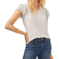Top CeCe Feminino com Manga Flutter e Estampa Floral Cinza Tamanho P
