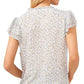 Top CeCe Feminino com Manga Flutter e Estampa Floral Cinza Tamanho P