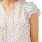 Top CeCe Feminino com Manga Flutter e Estampa Floral Cinza Tamanho P
