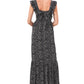 Vestido longo feminino CeCe com babados e estampa floral, tamanho extragrande, preto