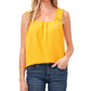 Top feminino sem mangas com decote quadrado CeCe, amarelo, tamanho pequeno