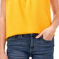 Top feminino sem mangas com decote quadrado CeCe, amarelo, tamanho pequeno