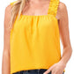 Top sem mangas com babados feminino CeCe, amarelo, tamanho grande