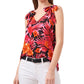 Blusa feminina estampada com decote em V, tamanho médio, vermelha, Riley &amp; Rae