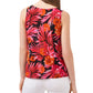 Blusa feminina estampada com decote em V, tamanho médio, vermelha, Riley &amp; Rae