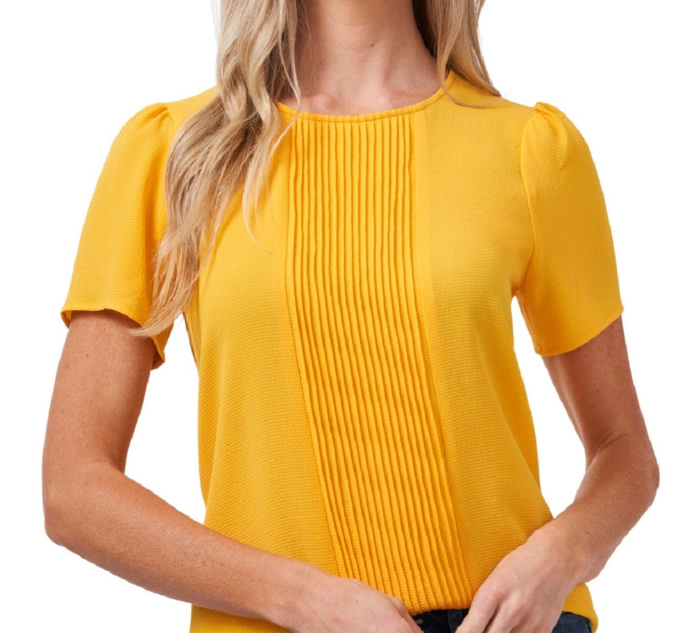 Blusa CeCe Feminina com Alfinetes e Alças Amarelas Tamanho Médio
