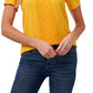 Blusa CeCe Feminina com Alfinetes e Alças Amarelas Tamanho Médio