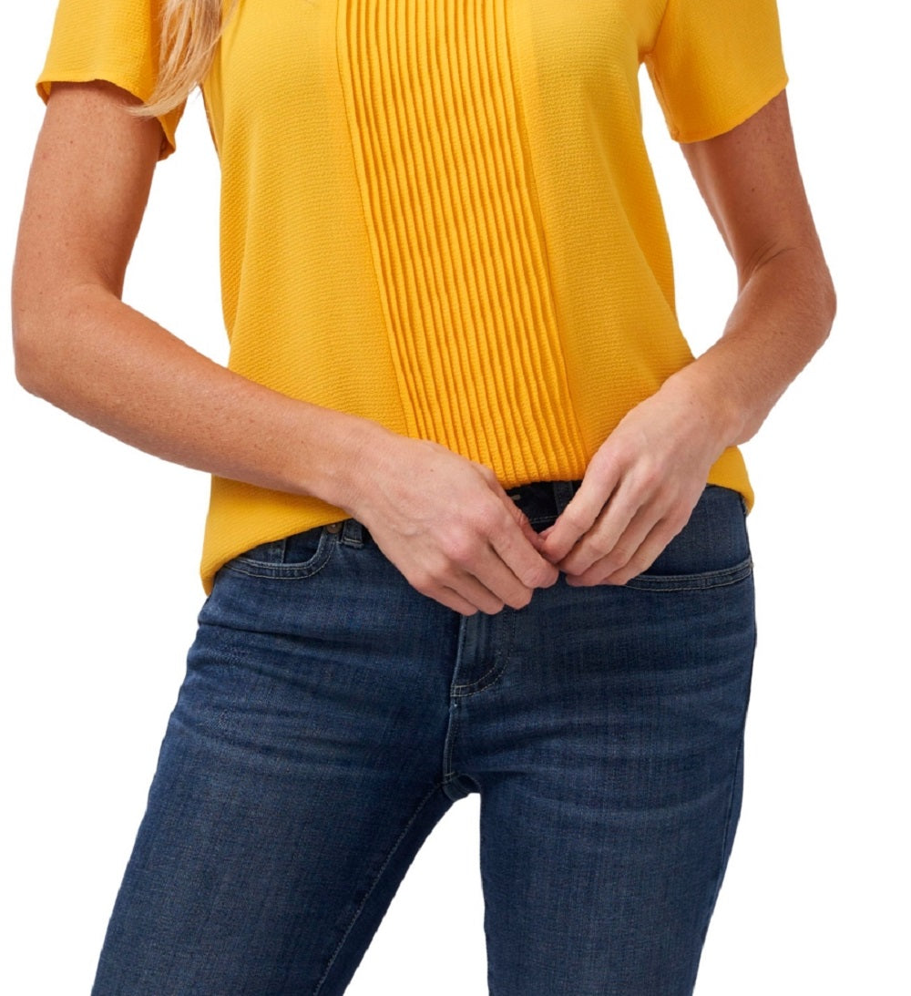 Blusa CeCe Feminina com Alfinetes e Alças Amarelas Tamanho Médio