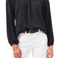 Blusa feminina Vince Camuto de cetim martelado, preta, tamanho X-S