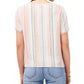 Vince Camuto Blusa feminina listrada de manga curta em mistura de linho, branca, tamanho grande