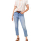Vince Camuto Blusa feminina listrada de manga curta em mistura de linho, branca, tamanho grande