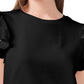 Camiseta feminina Vince Camuto com mangas franzidas e babados, preta, tamanho grande