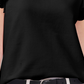 Camiseta feminina Vince Camuto com mangas franzidas e babados, preta, tamanho grande