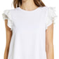 Vince Camuto Blusa feminina de algodão com babados e mangas em camadas, tamanho extragrande