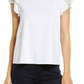Vince Camuto Blusa feminina de algodão com babados e mangas em camadas, tamanho extragrande