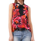 Blusa feminina Riley &amp; Rae com estampa tropical e gola amarrada, vermelha, tamanho extrapequeno