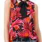 Blusa feminina Riley &amp; Rae com estampa tropical e gola amarrada, vermelha, tamanho extrapequeno