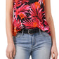 Blusa feminina Riley &amp; Rae com estampa tropical e gola amarrada, vermelha, tamanho extrapequeno