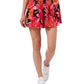 Shorts feminino Riley &amp; Rae com bolsos elásticos e plissados, estampa floral, vermelho, tamanho extragrande