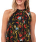 Top Halter Floral Feminino CeCe Preto Tamanho Médio