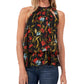 Top Halter Floral Feminino CeCe Preto Tamanho Médio