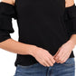 Top de malha com decote halter e ombro de fora feminino CeCe, preto, tamanho grande