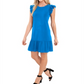 Vestido curto feminino CeCe com mangas esvoaçantes para usar no trabalho, azul, tamanho pequeno