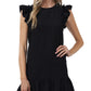 Vestido feminino CeCe com mangas esvoaçantes, preto, tamanho 6