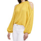 Vince Camuto Blusa de crepe com ombros descobertos feminina, amarela, tamanho pequeno