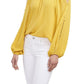Vince Camuto Blusa de crepe com ombros descobertos feminina, amarela, tamanho pequeno